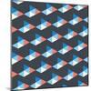 Seamless Pattern of White, Blue, Red Triangles-Little_cuckoo-Mounted Art Print