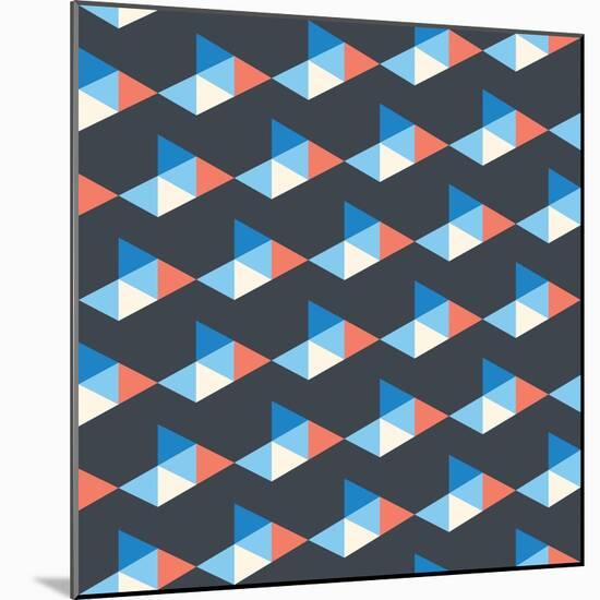 Seamless Pattern of White, Blue, Red Triangles-Little_cuckoo-Mounted Art Print