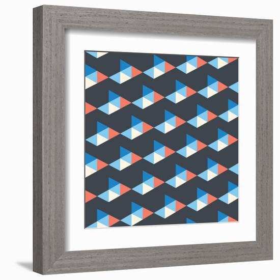 Seamless Pattern of White, Blue, Red Triangles-Little_cuckoo-Framed Art Print