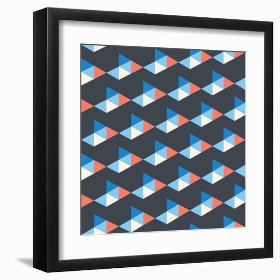 Seamless Pattern of White, Blue, Red Triangles-Little_cuckoo-Framed Art Print