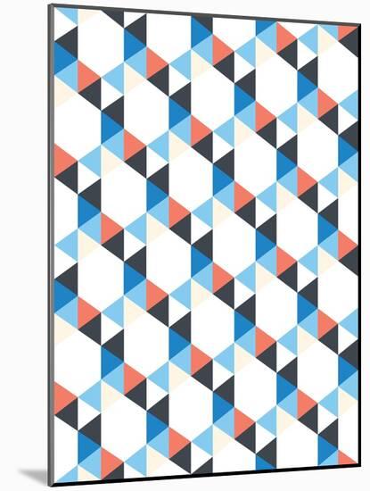 Seamless Pattern of White, Dark Blue, Red Triangles on a White Background-Little_cuckoo-Mounted Art Print