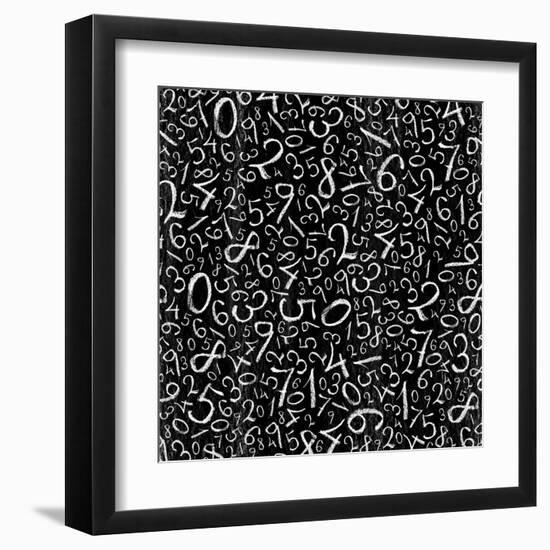 Seamless Pattern: Simple Numbers On Blackboard Background-pashabo-Framed Art Print