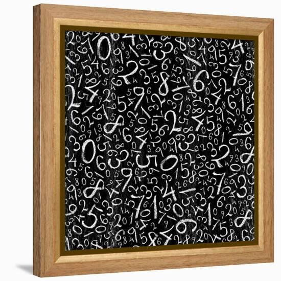 Seamless Pattern: Simple Numbers On Blackboard Background-pashabo-Framed Stretched Canvas