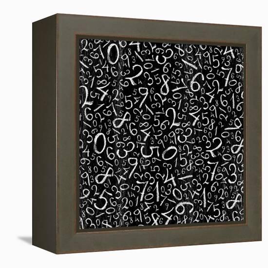 Seamless Pattern: Simple Numbers On Blackboard Background-pashabo-Framed Stretched Canvas