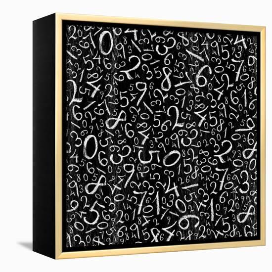 Seamless Pattern: Simple Numbers On Blackboard Background-pashabo-Framed Stretched Canvas