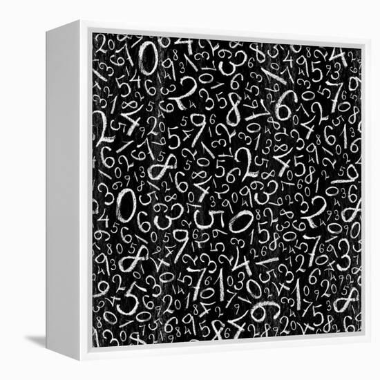 Seamless Pattern: Simple Numbers On Blackboard Background-pashabo-Framed Stretched Canvas