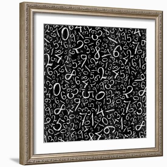 Seamless Pattern: Simple Numbers On Blackboard Background-pashabo-Framed Art Print