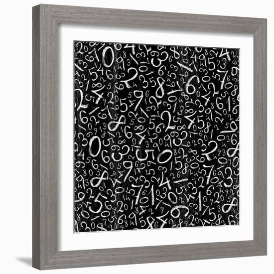 Seamless Pattern: Simple Numbers On Blackboard Background-pashabo-Framed Art Print