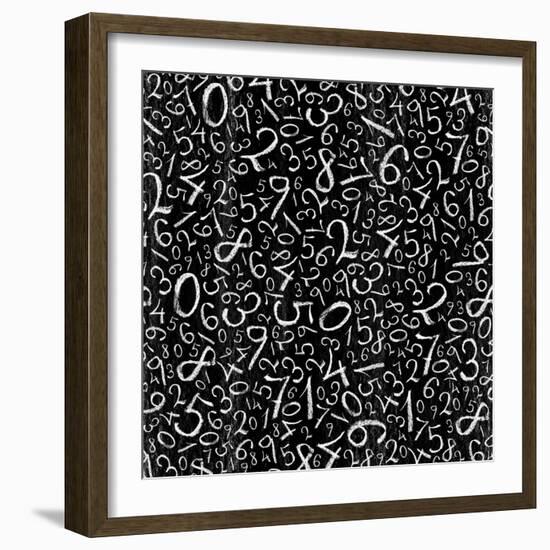 Seamless Pattern: Simple Numbers On Blackboard Background-pashabo-Framed Art Print