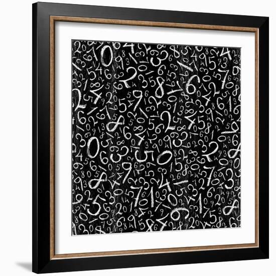 Seamless Pattern: Simple Numbers On Blackboard Background-pashabo-Framed Art Print