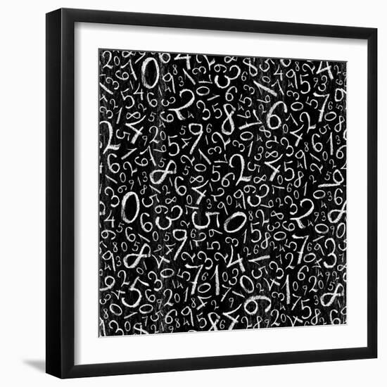 Seamless Pattern: Simple Numbers On Blackboard Background-pashabo-Framed Art Print