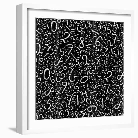 Seamless Pattern: Simple Numbers On Blackboard Background-pashabo-Framed Art Print