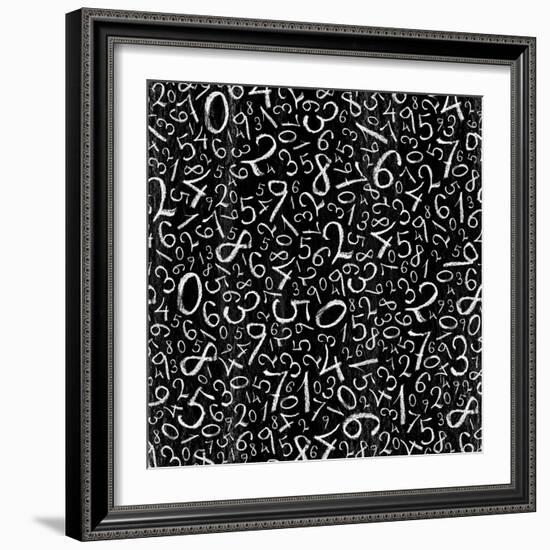 Seamless Pattern: Simple Numbers On Blackboard Background-pashabo-Framed Art Print