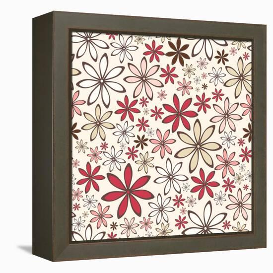 Seamless Pattern with Abstract Flowers. Vector Illustration.-Naddiya-Framed Stretched Canvas