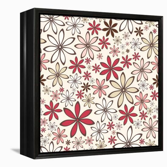 Seamless Pattern with Abstract Flowers. Vector Illustration.-Naddiya-Framed Stretched Canvas