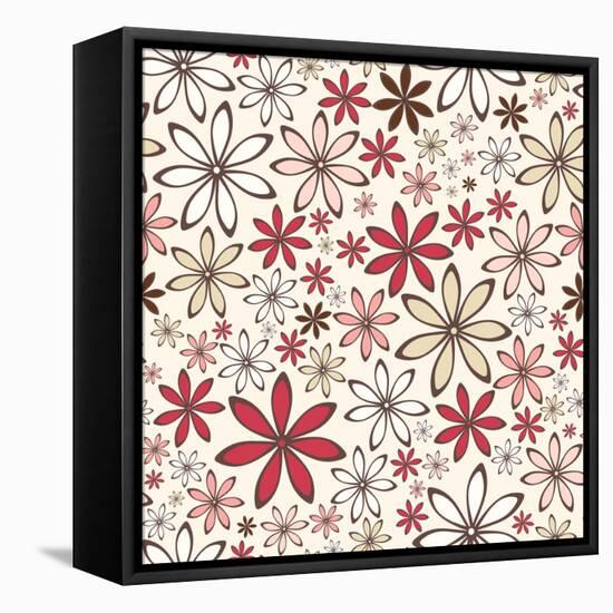 Seamless Pattern with Abstract Flowers. Vector Illustration.-Naddiya-Framed Stretched Canvas