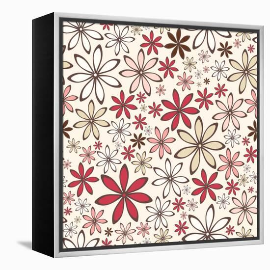 Seamless Pattern with Abstract Flowers. Vector Illustration.-Naddiya-Framed Stretched Canvas