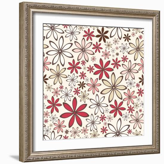 Seamless Pattern with Abstract Flowers. Vector Illustration.-Naddiya-Framed Art Print