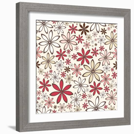 Seamless Pattern with Abstract Flowers. Vector Illustration.-Naddiya-Framed Art Print