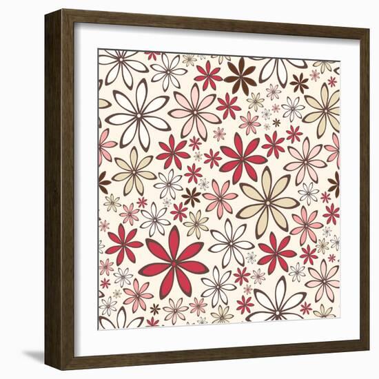 Seamless Pattern with Abstract Flowers. Vector Illustration.-Naddiya-Framed Art Print