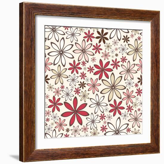 Seamless Pattern with Abstract Flowers. Vector Illustration.-Naddiya-Framed Art Print