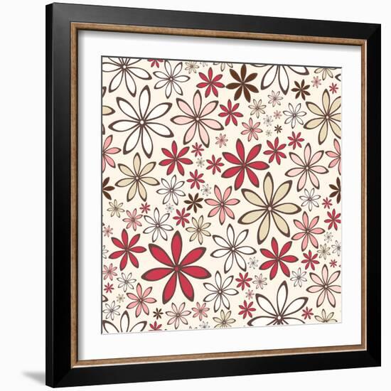 Seamless Pattern with Abstract Flowers. Vector Illustration.-Naddiya-Framed Art Print