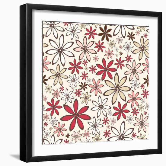 Seamless Pattern with Abstract Flowers. Vector Illustration.-Naddiya-Framed Art Print