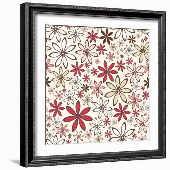 Seamless Pattern with Abstract Flowers. Vector Illustration.-Naddiya-Framed Art Print