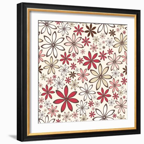 Seamless Pattern with Abstract Flowers. Vector Illustration.-Naddiya-Framed Art Print