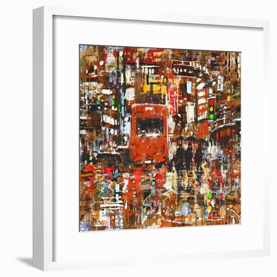 Seamless Pattern with Colorful Urban City,Abstract Painting,Illustration-Tithi Luadthong-Framed Premium Giclee Print