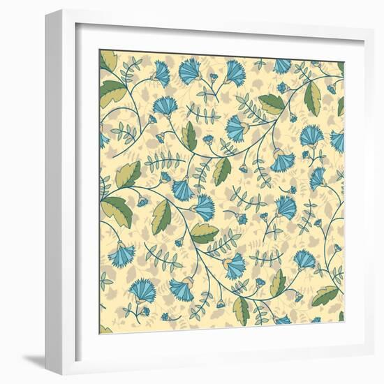 Seamless Pattern with Cornflowers Flowers-Little_cuckoo-Framed Art Print