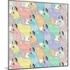 Seamless Pattern with Cute Lamas or Alpacas for Children or Kids-cherry blossom girl-Mounted Art Print