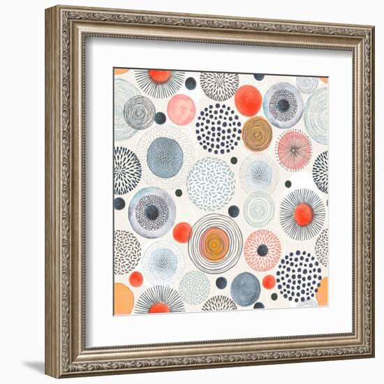 Seamless Pattern with Doodle Circles Randomly Distributed, Vector Abstraction Illustration.-Nikiparonak-Framed Art Print