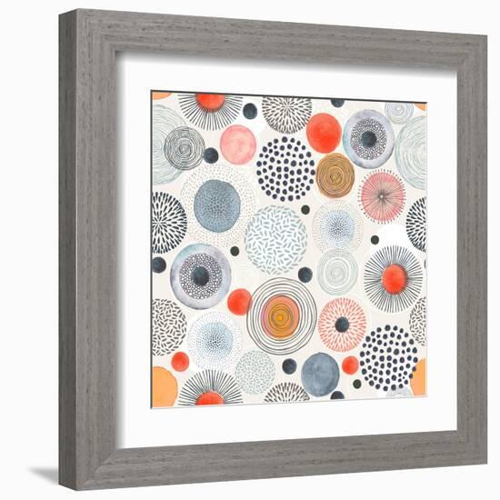 Seamless Pattern with Doodle Circles Randomly Distributed, Vector Abstraction Illustration.-Nikiparonak-Framed Art Print