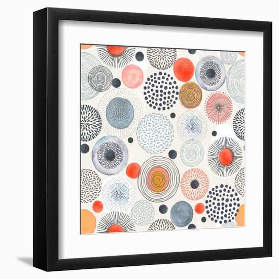 Seamless Pattern with Doodle Circles Randomly Distributed, Vector Abstraction Illustration.-Nikiparonak-Framed Art Print