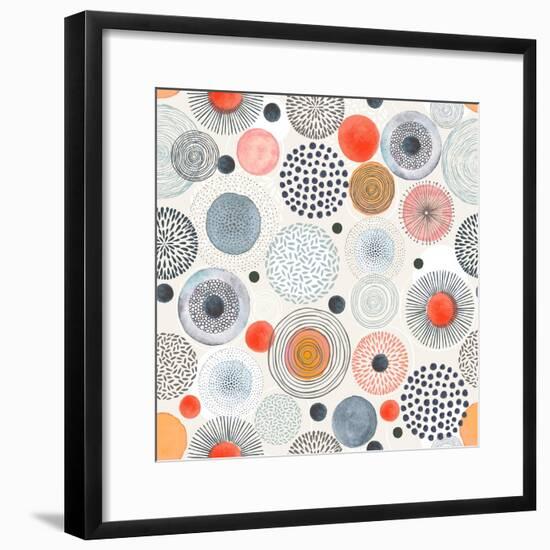 Seamless Pattern with Doodle Circles Randomly Distributed, Vector Abstraction Illustration.-Nikiparonak-Framed Premium Giclee Print