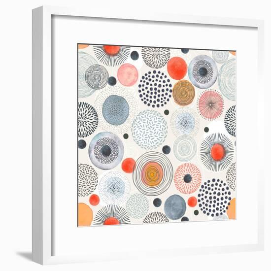 Seamless Pattern with Doodle Circles Randomly Distributed, Vector Abstraction Illustration.-Nikiparonak-Framed Premium Giclee Print