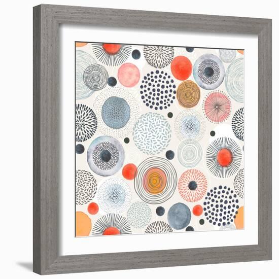 Seamless Pattern with Doodle Circles Randomly Distributed, Vector Abstraction Illustration.-Nikiparonak-Framed Art Print