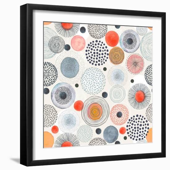 Seamless Pattern with Doodle Circles Randomly Distributed, Vector Abstraction Illustration.-Nikiparonak-Framed Art Print