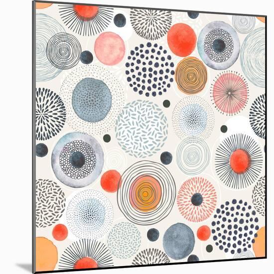 Seamless Pattern with Doodle Circles Randomly Distributed, Vector Abstraction Illustration.-Nikiparonak-Mounted Art Print