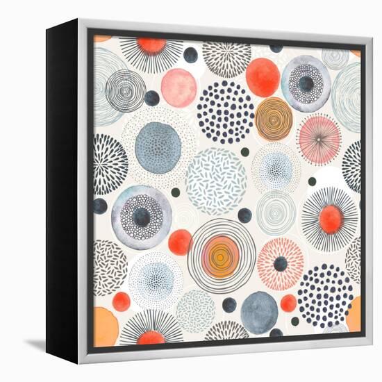 Seamless Pattern with Doodle Circles Randomly Distributed, Vector Abstraction Illustration.-Nikiparonak-Framed Stretched Canvas