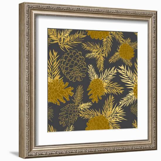 Seamless Pattern with Fir-Cone. Christmas Tree Ornament Vector Illustrations-Zinaida Zaiko-Framed Art Print