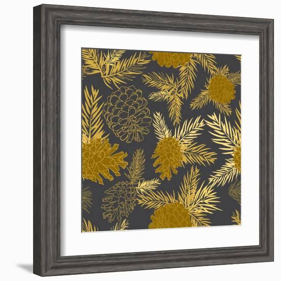 Seamless Pattern with Fir-Cone. Christmas Tree Ornament Vector Illustrations-Zinaida Zaiko-Framed Art Print