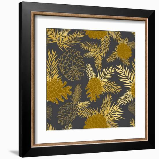 Seamless Pattern with Fir-Cone. Christmas Tree Ornament Vector Illustrations-Zinaida Zaiko-Framed Art Print