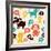 Seamless Pattern with Funny Cats and Dogs-venimo-Framed Art Print
