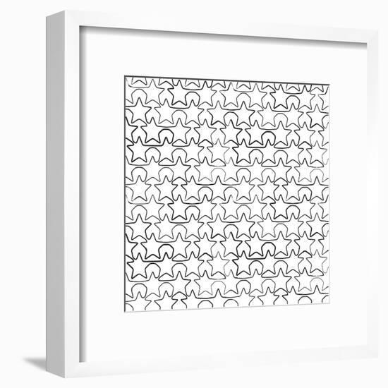 Seamless Pattern With Ink Stars Drawing-Swill Klitch-Framed Art Print