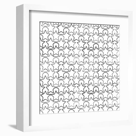 Seamless Pattern With Ink Stars Drawing-Swill Klitch-Framed Art Print
