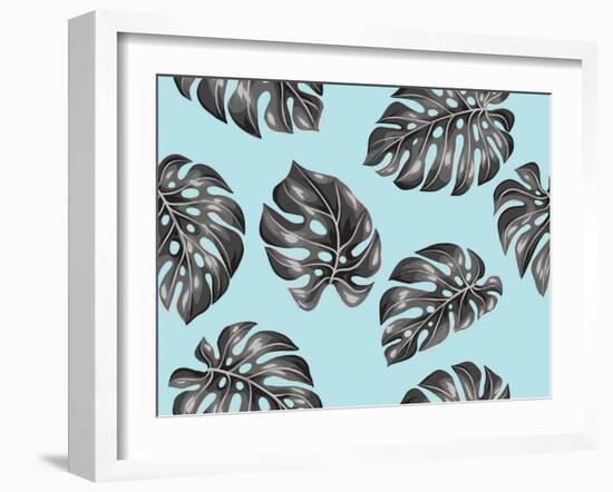 Seamless Pattern with Monstera Leaves. Decorative Image of Tropical Foliage.-incomible-Framed Art Print