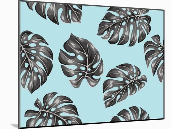 Seamless Pattern with Monstera Leaves. Decorative Image of Tropical Foliage.-incomible-Mounted Art Print