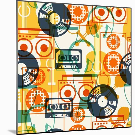 Seamless Pattern with Musical Instruments in Flat Design Style.-incomible-Mounted Art Print